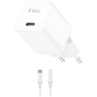 ttec SmartCharger GAN 30W PD Travel Fast Charger + USB-C - Lightning Cable 150cm, White