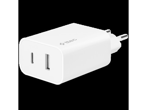 ttec SmartCharger Duo PD Travel Charger  USB-C+USB-A 30W White