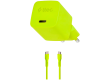 ttec SmartCharger GAN 20W PD Travel Fast Charger + USB-C - USB-C 3A Cable 120cm, Neon Yellow
