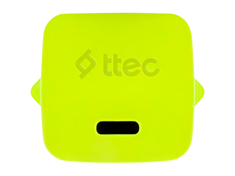 ttec SmartCharger GAN 20W PD Travel Fast Charger + USB-C - USB-C 3A Cable 120cm, Neon Yellow