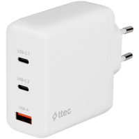 ttec SmartCharger Trio GAN 120W PD Travel Charger 2 USB-C+USB-A, white