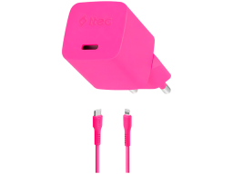 ttec SmartCharger GAN 20W PD Travel Fast Charger + USB-C - Lightning Cable 120cm, Neon Pink