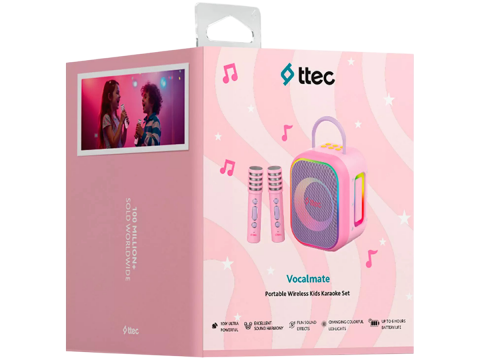 ttec VocalMate Portable Wireless Child Karaoke Set,Balerina Pink
