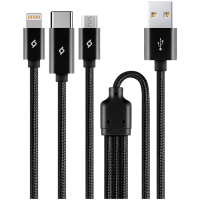 ttec Trio Charge / Data Mini Cable , Type-C , Lightning , Micro USB , 120cm  , Black