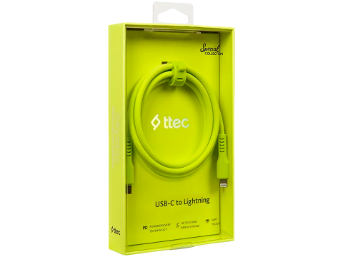 ttec Type-C - Lightning Charge / Data Cable  120cm,Neon Yellow