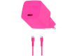 ttec SmartCharger GAN 20W PD Travel Fast Charger + USB-C - USB-C 3A Cable 120cm, Neon Pink