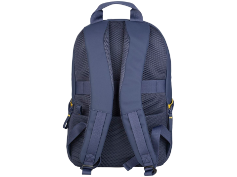 The Laser backpack for 15.6" laptops and 16" MacBooks, made from water-resistant resin-coated fabric obtained from recycled plastic, features a compact design and excellent pocket organization.