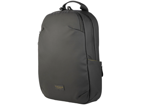 The Laser backpack for 15.6" laptops and 16" MacBooks, made from water-resistant resin-coated fabric obtained from recycled plastic, features a compact design and excellent pocket organization.