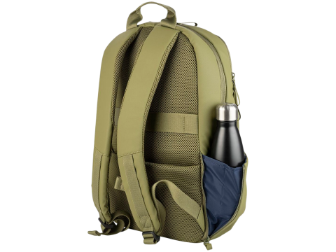 The Laser backpack for 15.6" laptops and 16" MacBooks, made from water-resistant resin-coated fabric obtained from recycled plastic, features a compact design and excellent pocket organization.