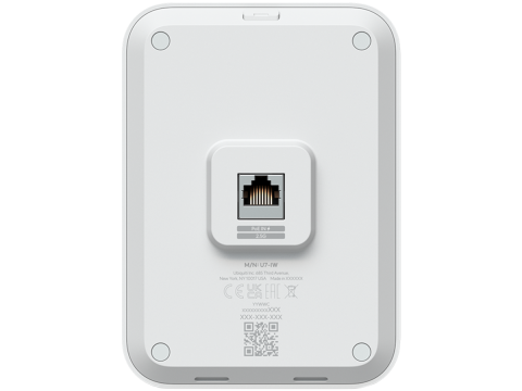 Ubiquiti UniFin U70IW Wall mounted WiFi 7 AP with 4 spatial streams and an integreated 2.5GbE PoE switch desined for hospitality enviorments