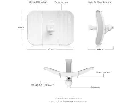 Беспроводная точка доступа Ubiquiti airMAX LiteBeam M5