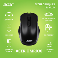 Мышь Acer OMR030 черный оптич. 1600dpi беспров. USB 4but (ZL.MCEEE.007)