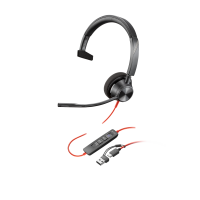 Наушники Poly Blackwire 3310 Monaural Microsoft Teams Certified USB-C Headset +USB-C/A Adapter (8X216AA)