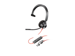 Наушники Poly Blackwire 3310 Monaural Microsoft Teams Certified USB-C Headset +USB-C/A Adapter (8X216AA)