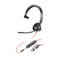 Наушники Poly Blackwire 3315 Monaural Microsoft Teams Certified USB-C Headset +3.5mm Plug +USB-C/A Adapter (8X218AA)