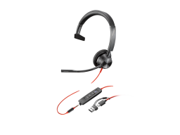 Наушники Poly Blackwire 3315 Monaural Microsoft Teams Certified USB-C Headset +3.5mm Plug +USB-C/A Adapter (8X218AA)